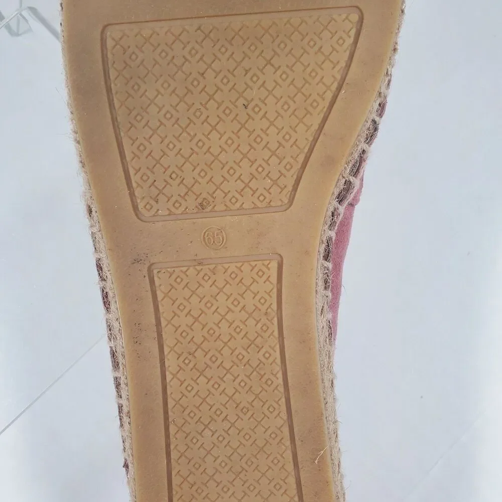 Tory Burch Women’s Suede Flats Size 6.5 Rose Pink Slip On Espadrilles 